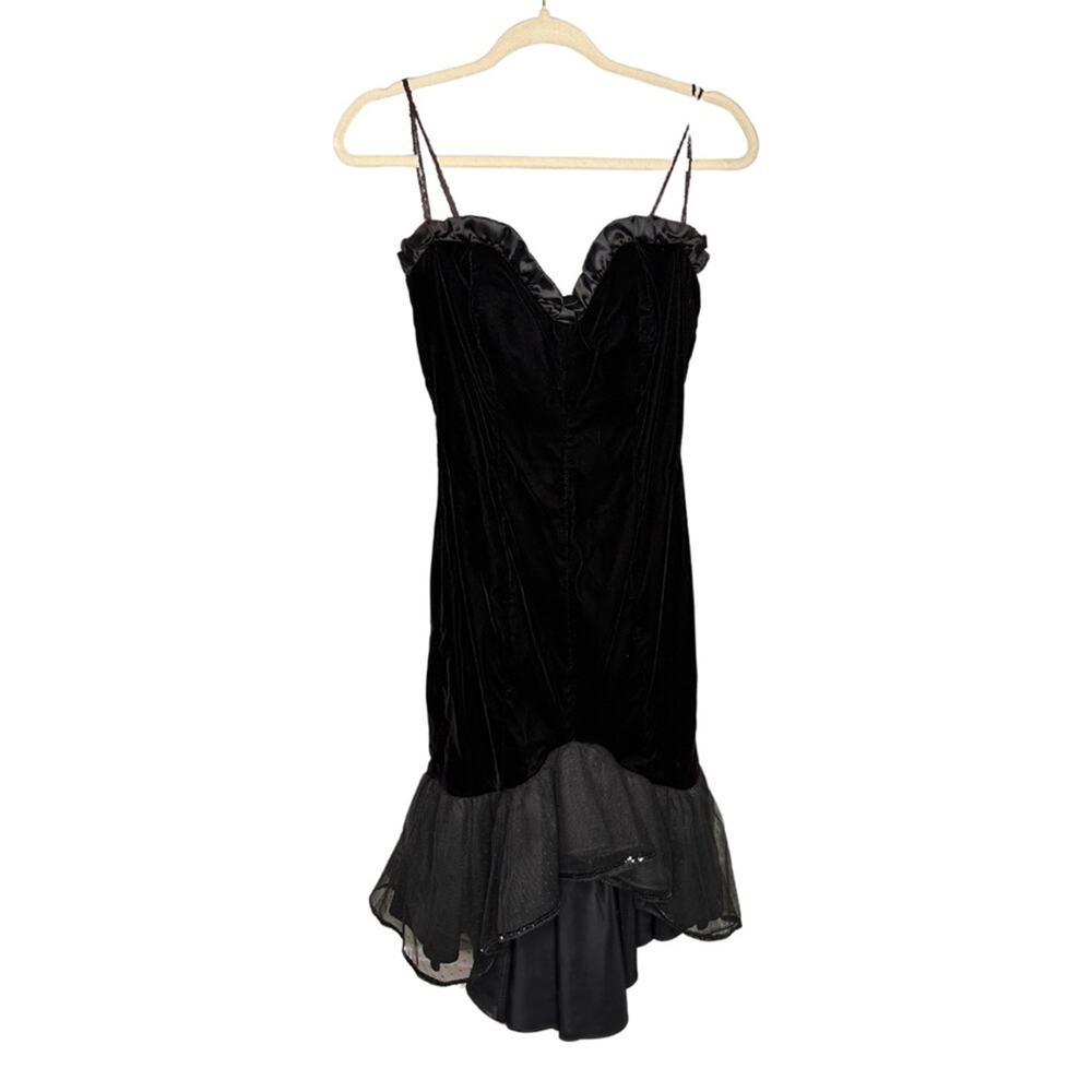 Vintage MIDI Mermaid Tulle Bottom Velvet Base Sequins Sexy Formal Gown
